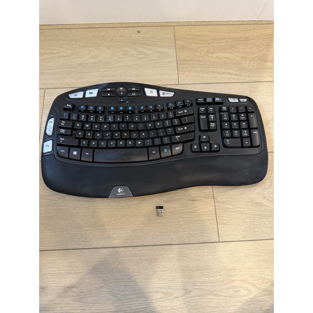 Logitech K350 Black Wave Wireless Keyboard With Dongle Ergonomic Tested